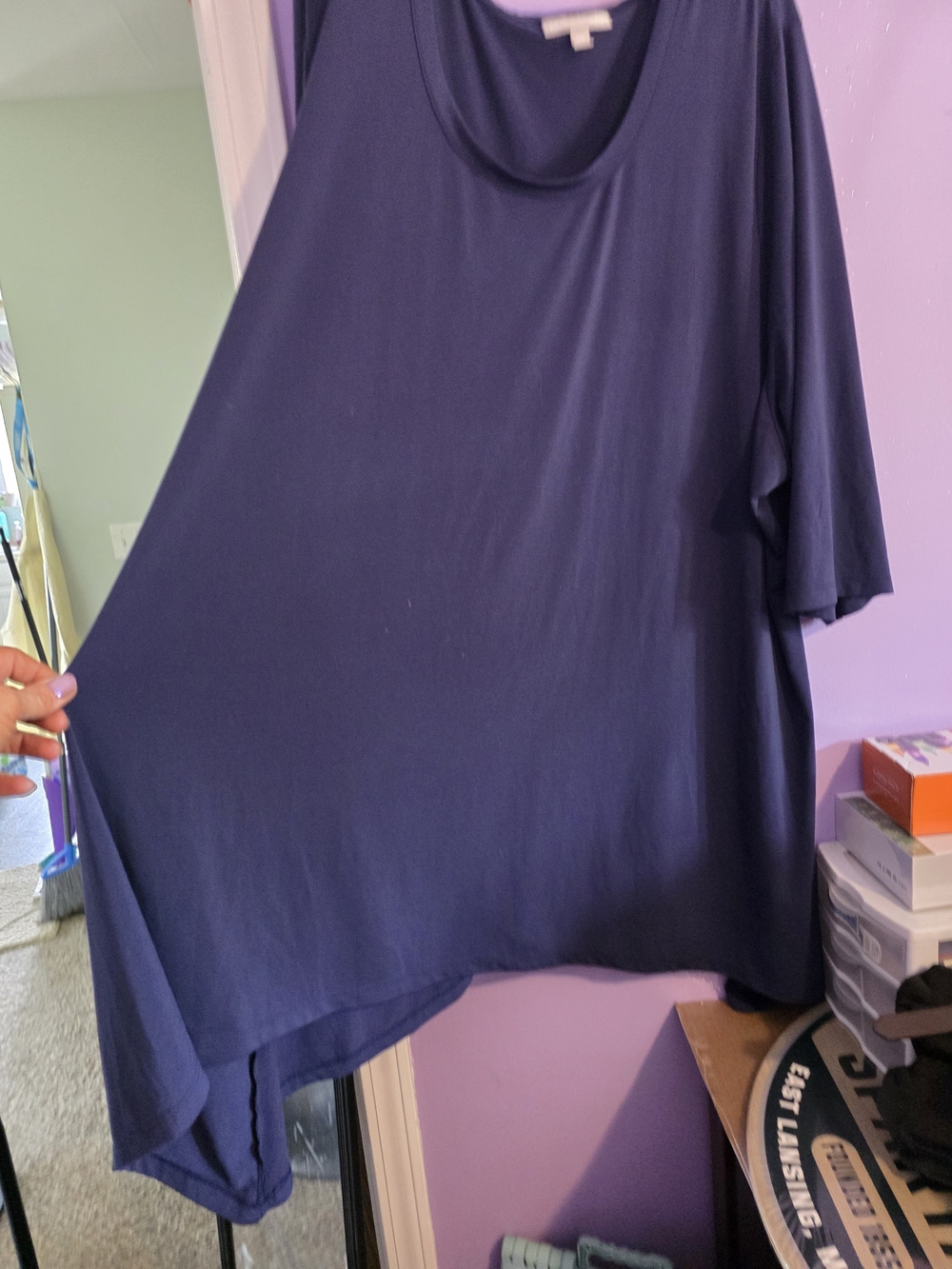Woman Within Deep Navy Asymmetric Draped Tunic